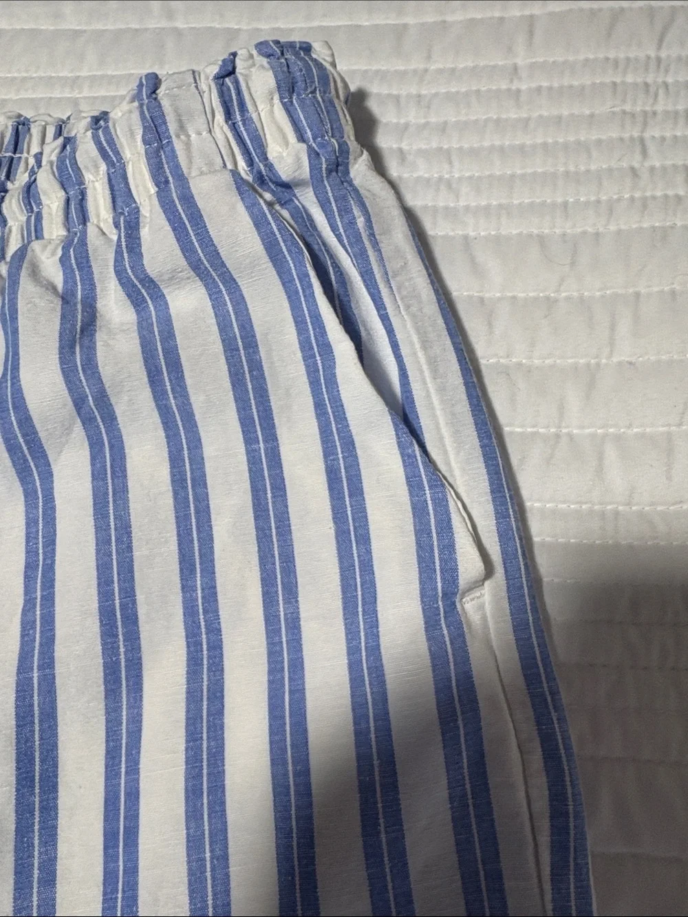 H & m Striped Blue and White Wide-Leg linen blend pants
